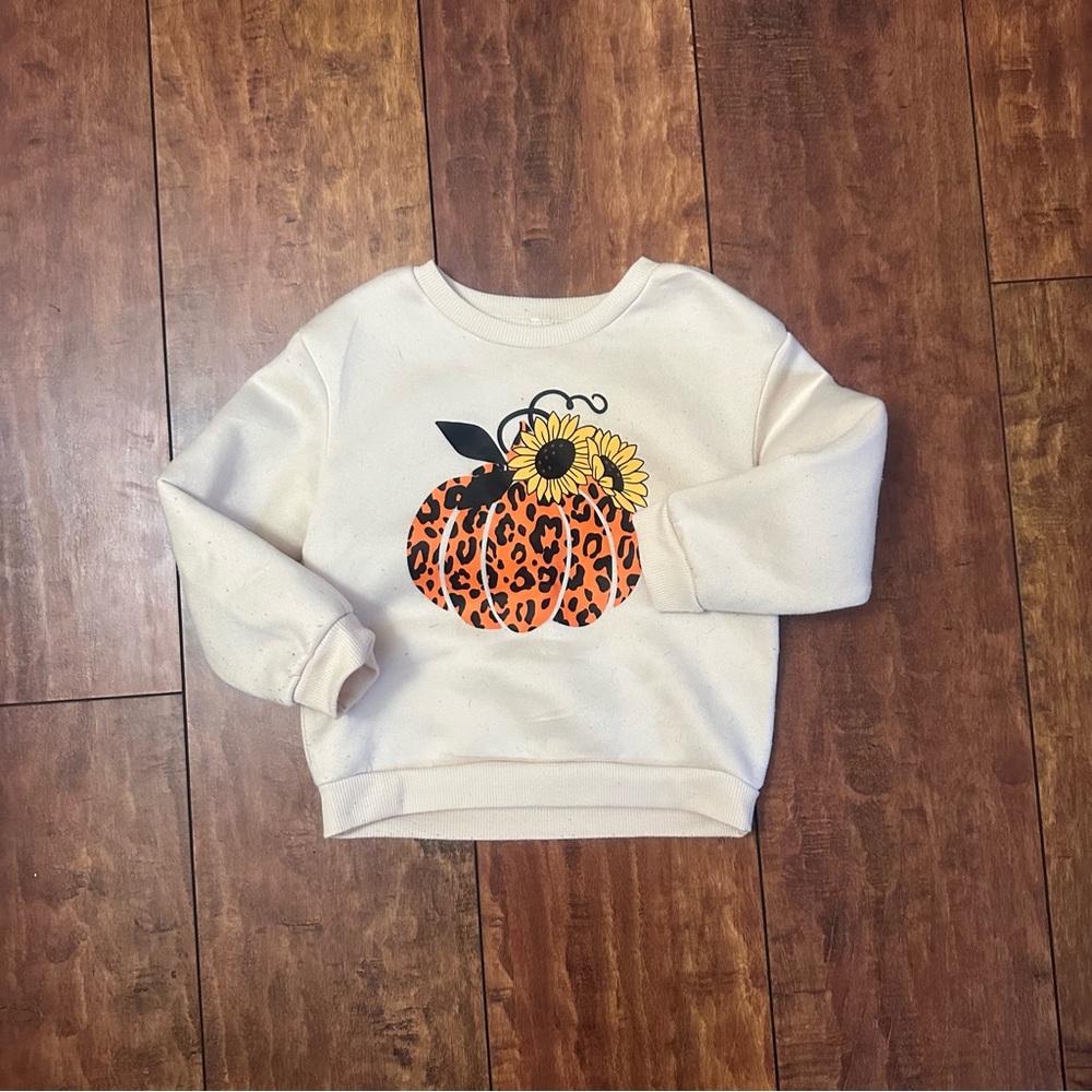 Tan leopard print pumpkin sweatshirt 2-3years